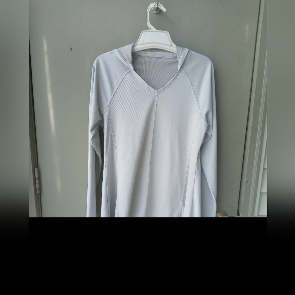 Coffeena Long Sleeve Top w/ thumb holes and hood.